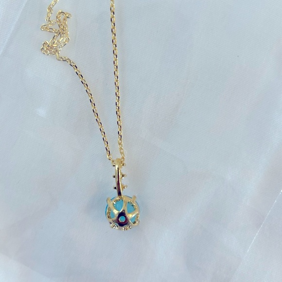 Amelie Crystal Stone Drop Layered 14k Dipped Necklace - Picture 8 of 9